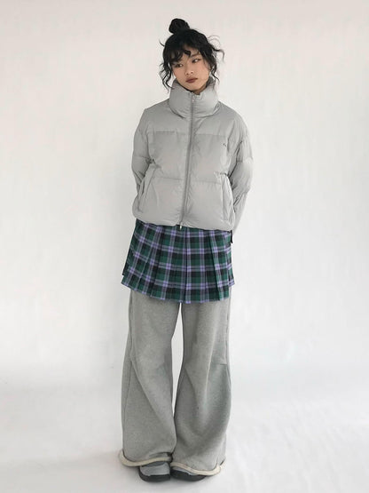 innomoood Plaid Wrap Skirt with Velvet Belt