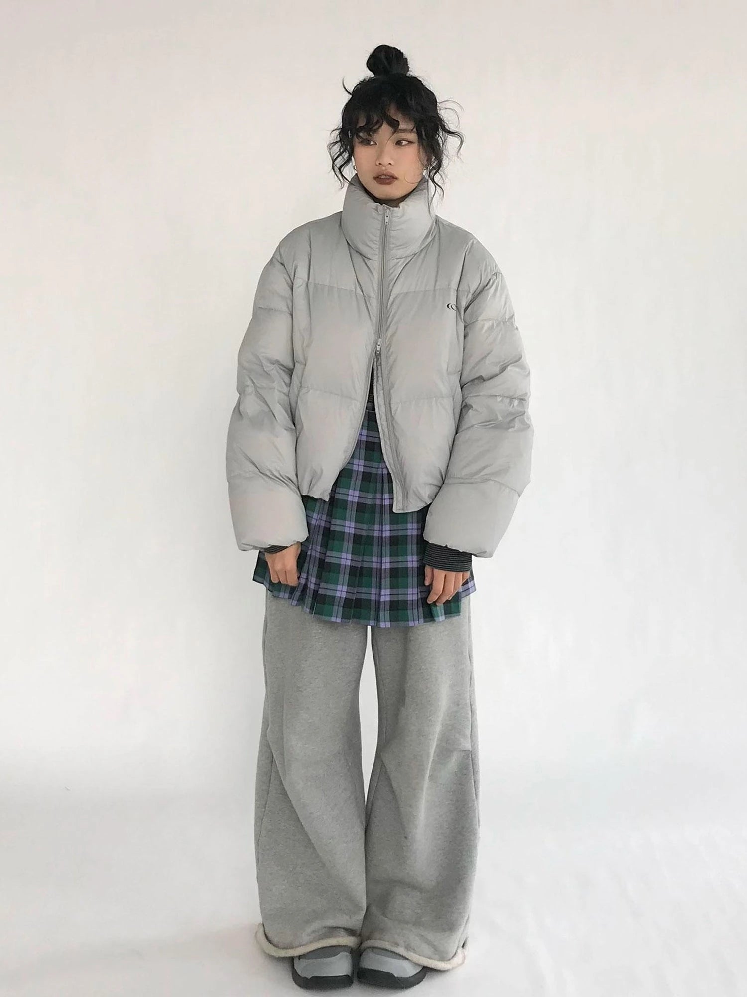 Plaid Wrap Skirt with Velvet Belt