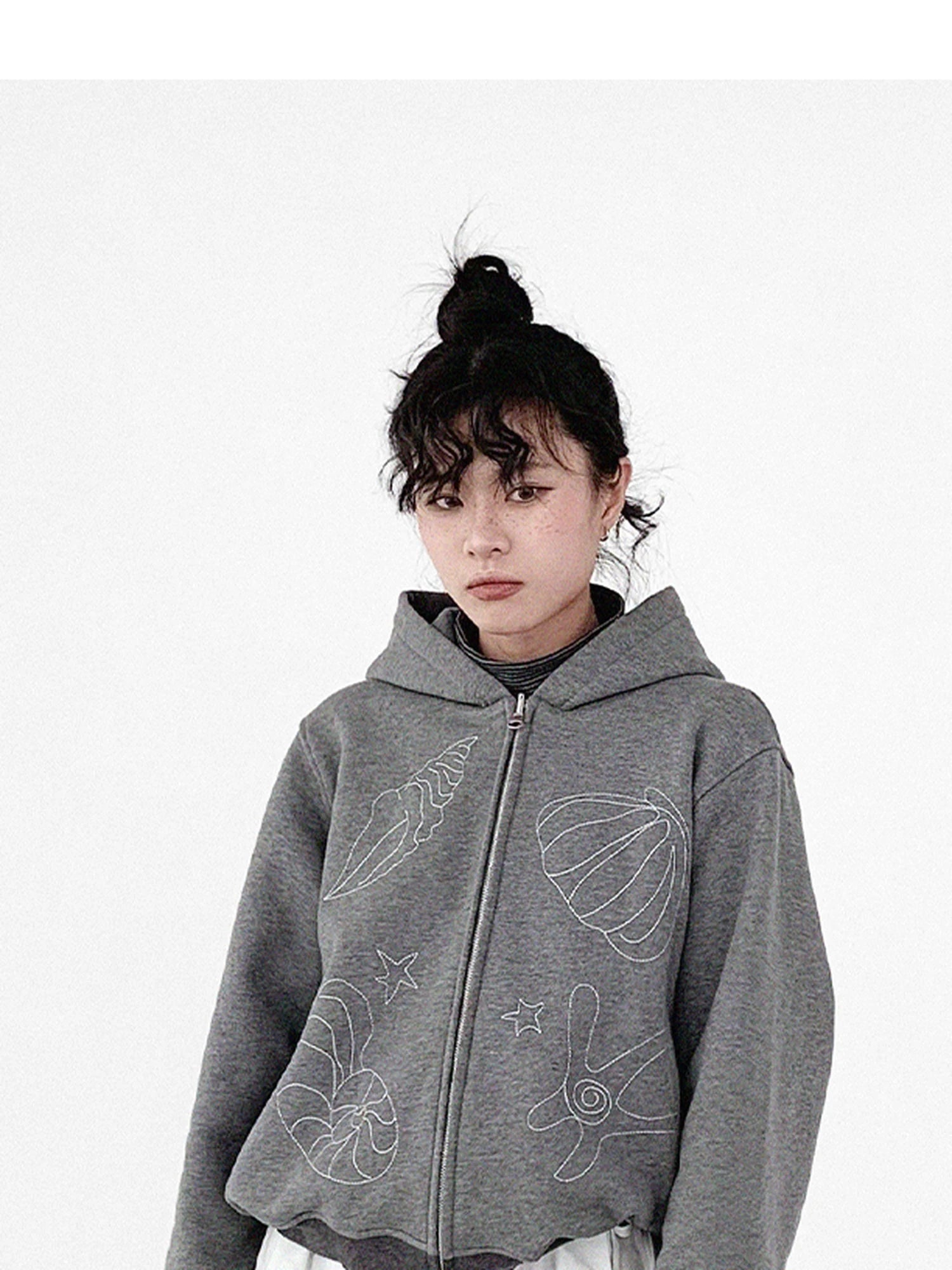 Pleated Skirt With Bear Embroidery And Dot Mesh Overlay