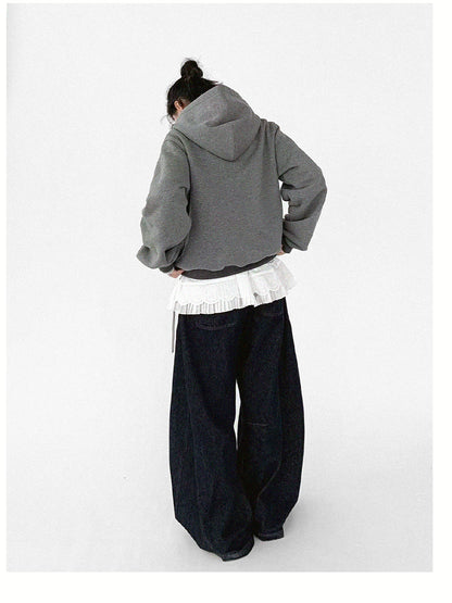 innomoood Pleated Skirt With Bear Embroidery And Dot Mesh Overlay