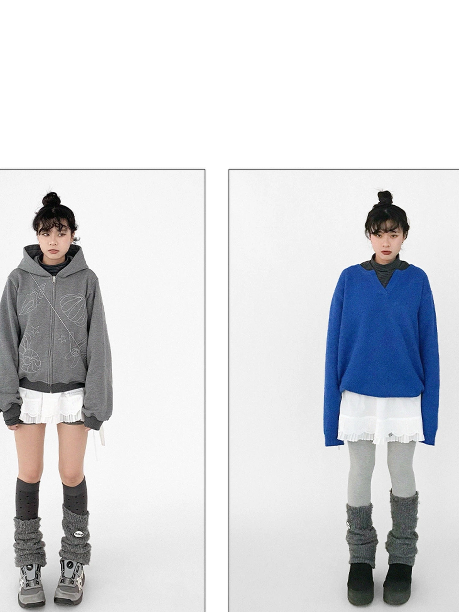 Pleated Skirt With Bear Embroidery And Dot Mesh Overlay