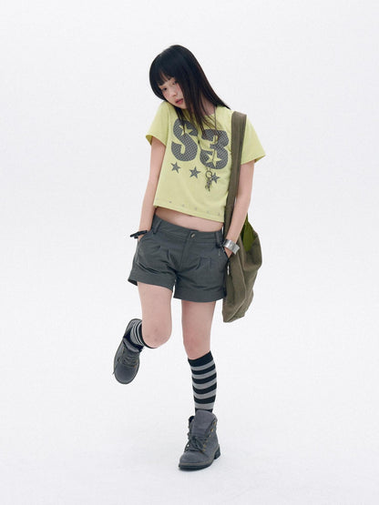 innomoood Polka Dot Print Metal Star Letter Graphic Women&