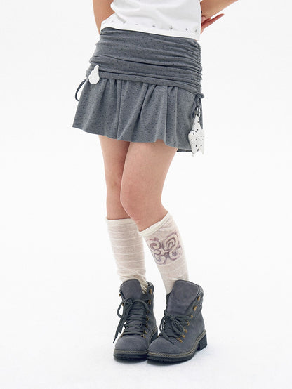innomoood Polka Dot Ruched Drawstring Lined A Line Women&