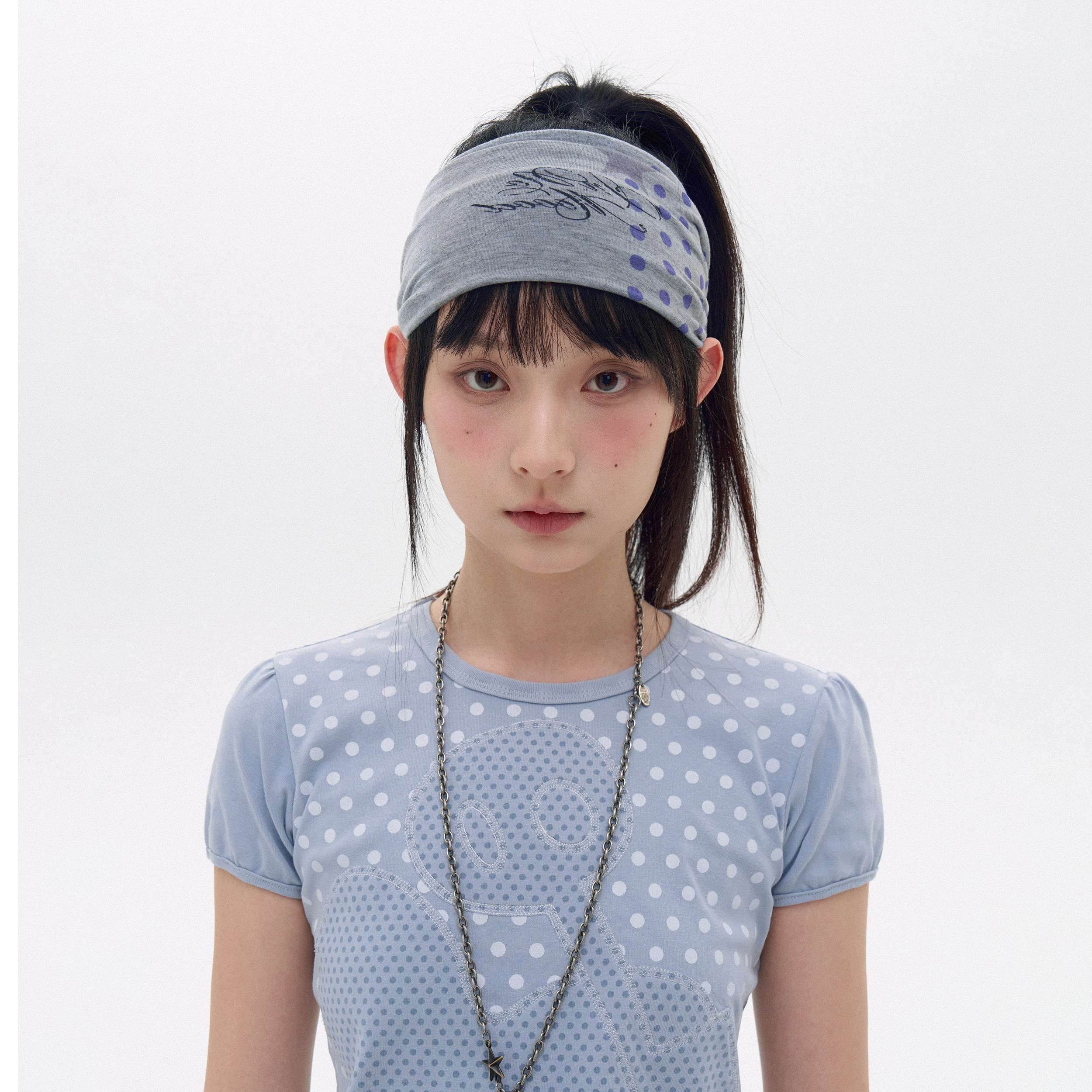 innomoood Polka Dot Star Print Elastic Wide Headband Women&