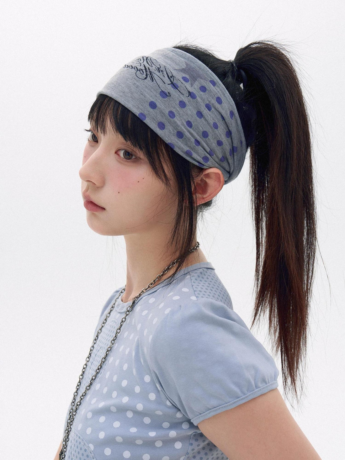 innomoood Polka Dot Star Print Elastic Wide Headband Women&
