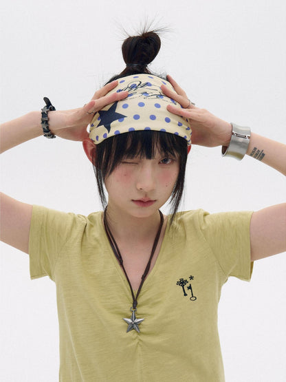innomoood Polka Dot Star Print Elastic Wide Headband Women&