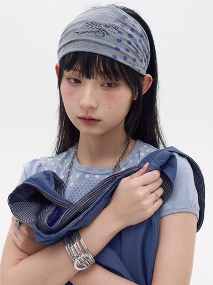 innomoood Polka Dot Star Print Elastic Wide Headband Women&
