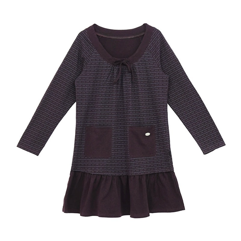 innomoood_Print_Ruched_Long_Sleeve_Raglan_A_Line_Women&