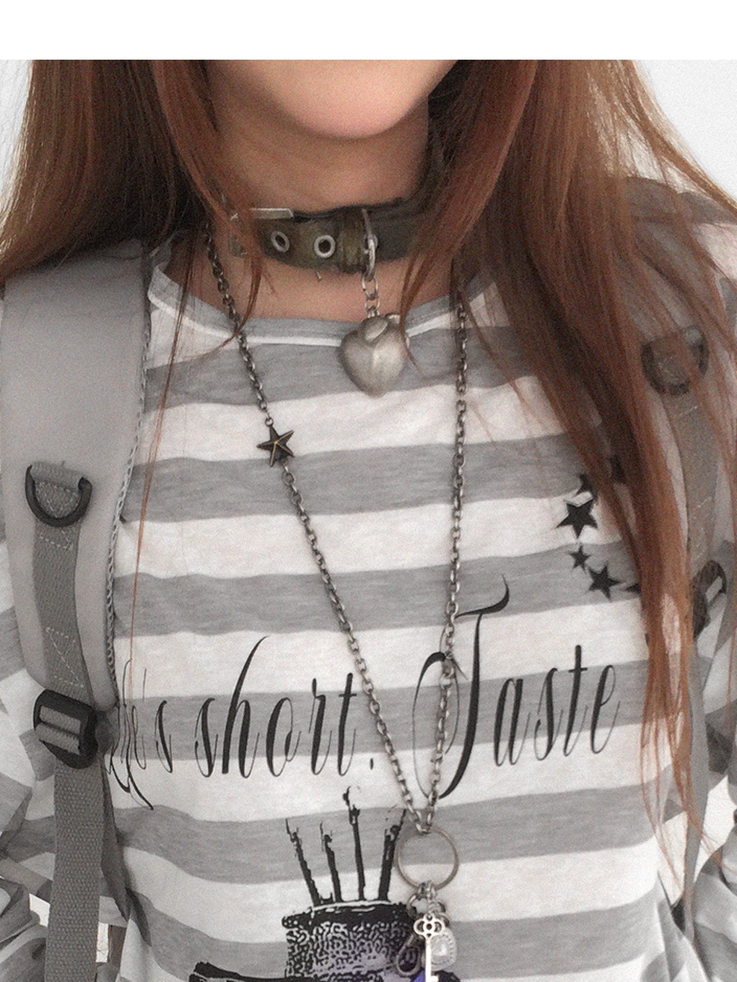 innomoood Rabbit Birthday Print Striped Tencel Long Sleeve Tee