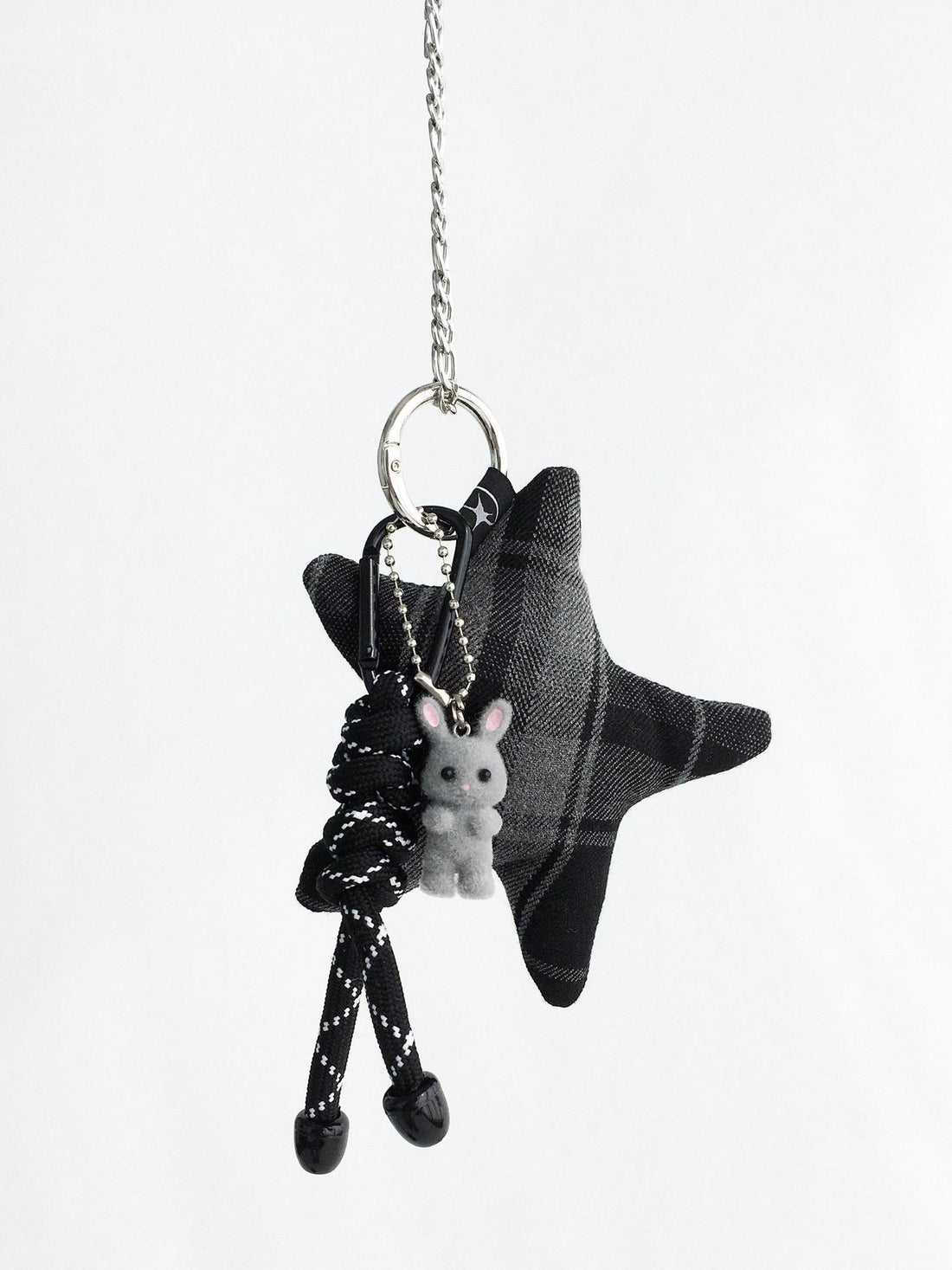 innomoood Rabbit Grey Star Padded Checkered Combo Necklace Charm Women&