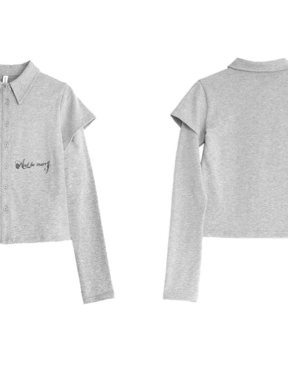 innomoood Rabbit Print Collared Knit T-shirt Dress