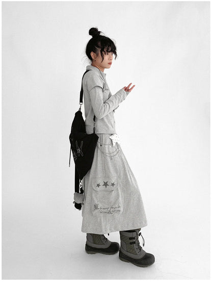 Rabbit Print Collared Knit T-shirt Dress