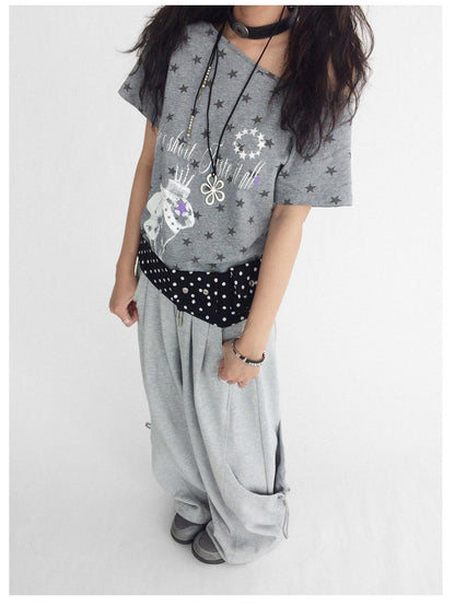 innomoood Rabbit Star Print Slouchy Tee