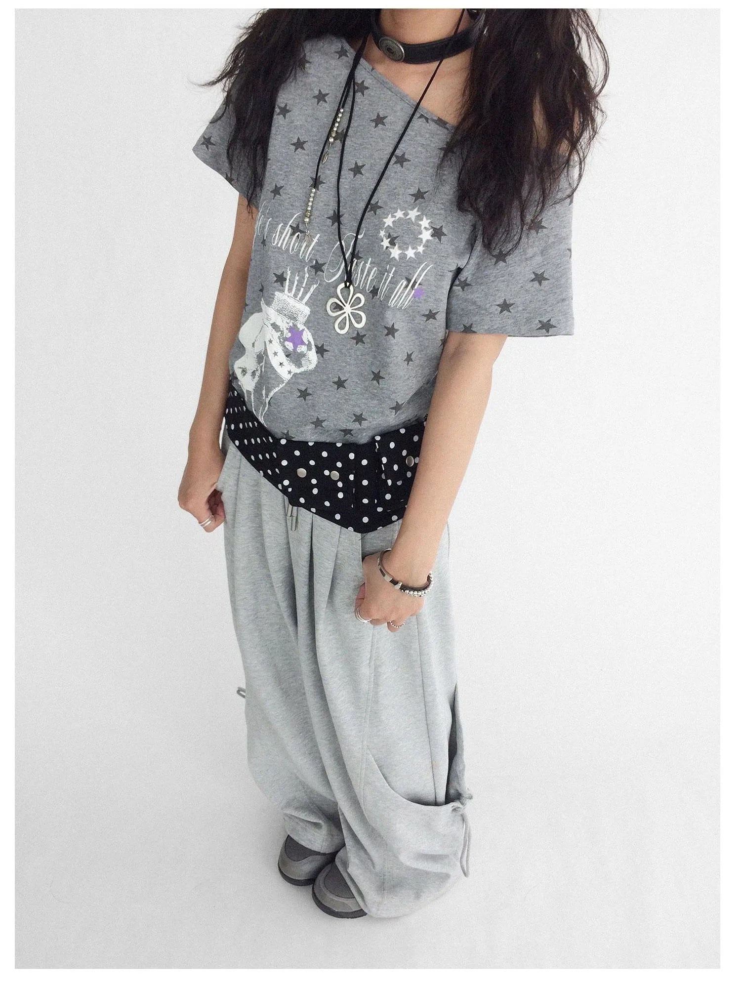 Rabbit Star Print Slouchy Tee