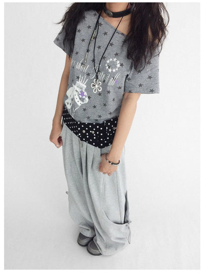 Rabbit Star Print Slouchy Tee