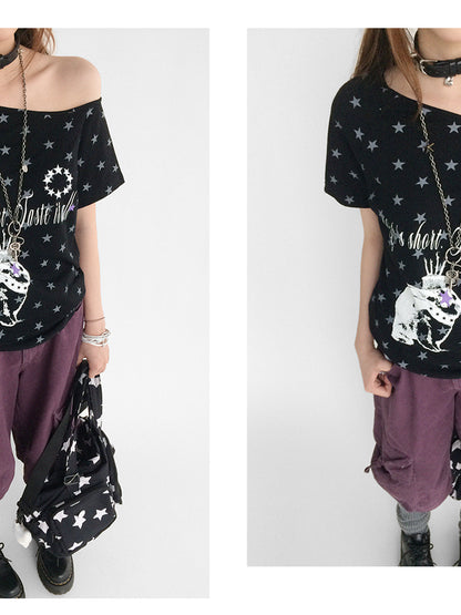 innomoood Rabbit Star Print Slouchy Tee