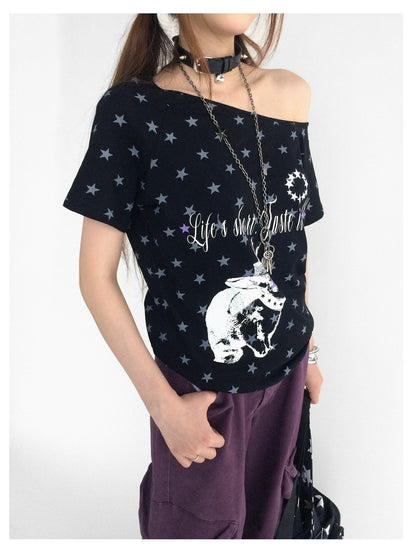 innomoood Rabbit Star Print Slouchy Tee