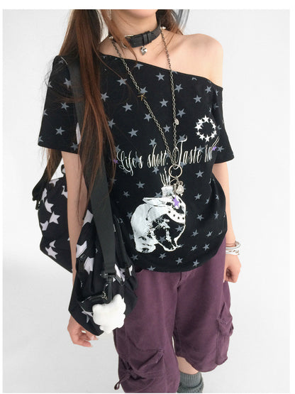 innomoood Rabbit Star Print Slouchy Tee