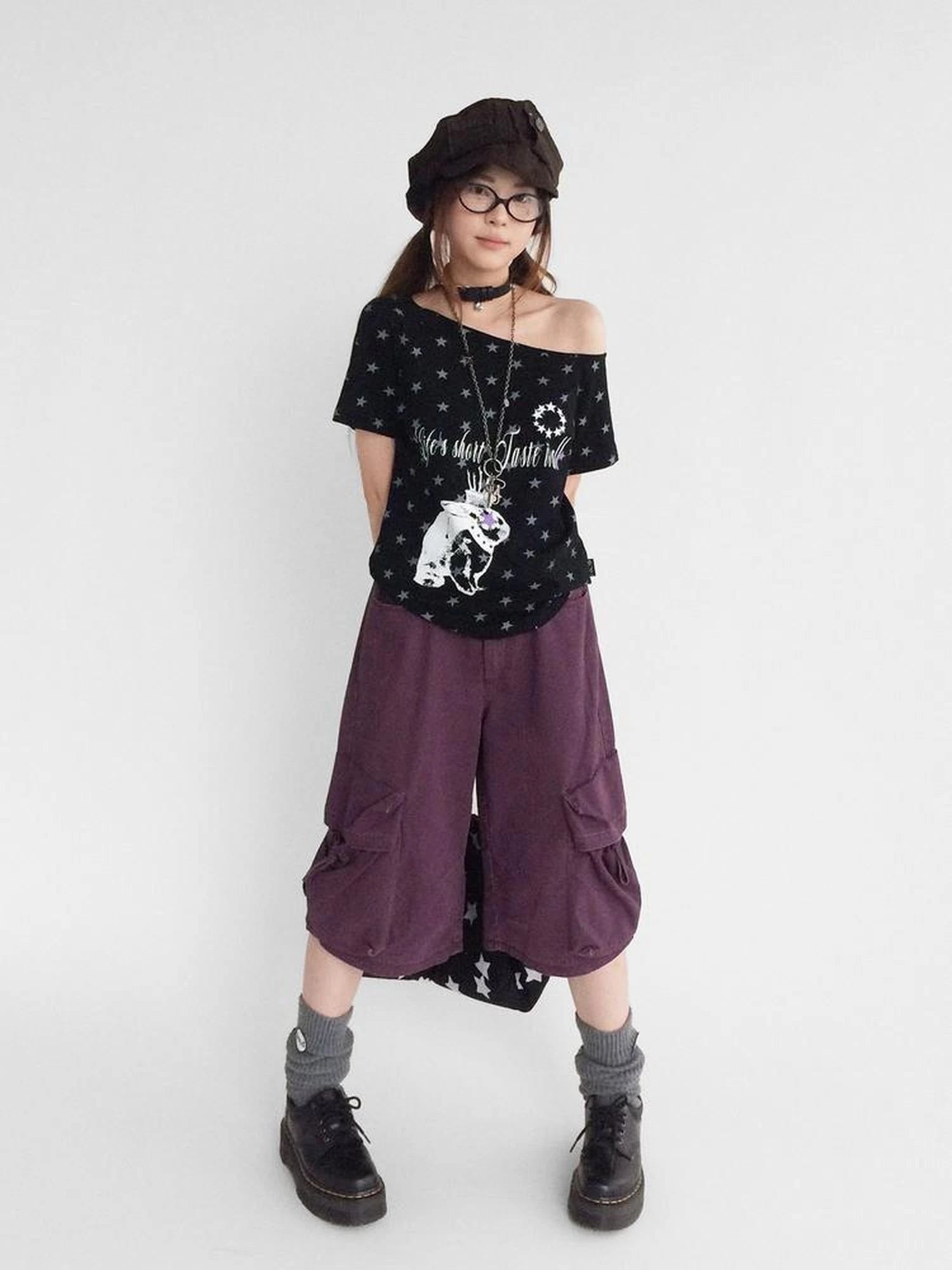 Rabbit Star Print Slouchy Tee