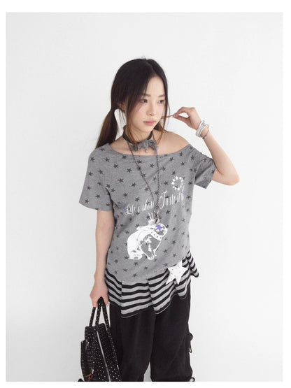 Rabbit Star Print Slouchy Tee