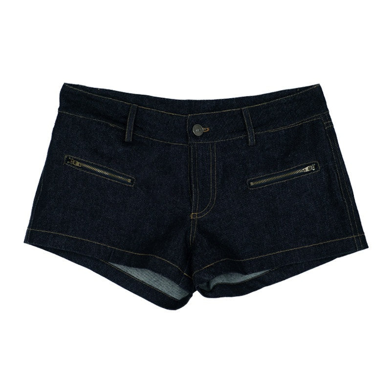 innomoood Raw Indigo Vintage Zipper Ultra Short Low Rise Women&