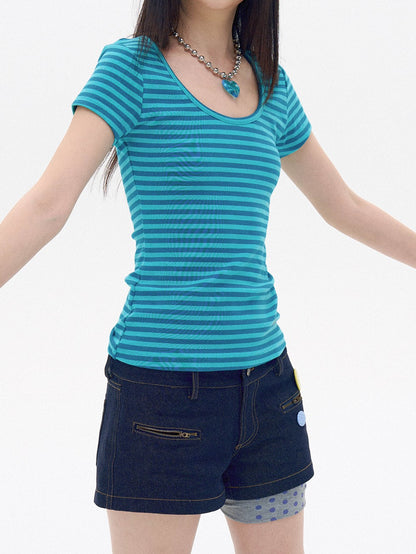 innomoood Raw Indigo Vintage Zipper Ultra Short Low Rise Women&