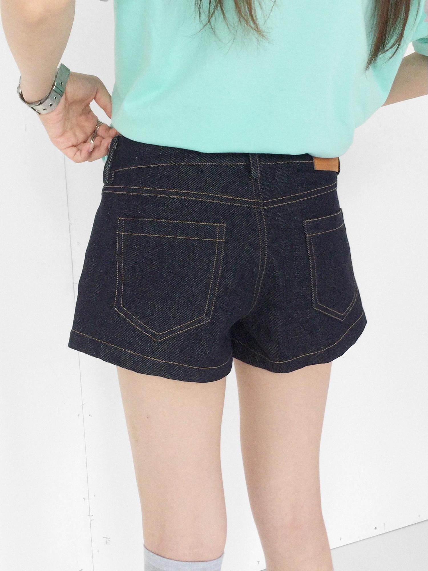innomoood Raw Indigo Vintage Zipper Ultra Short Low Rise Women&