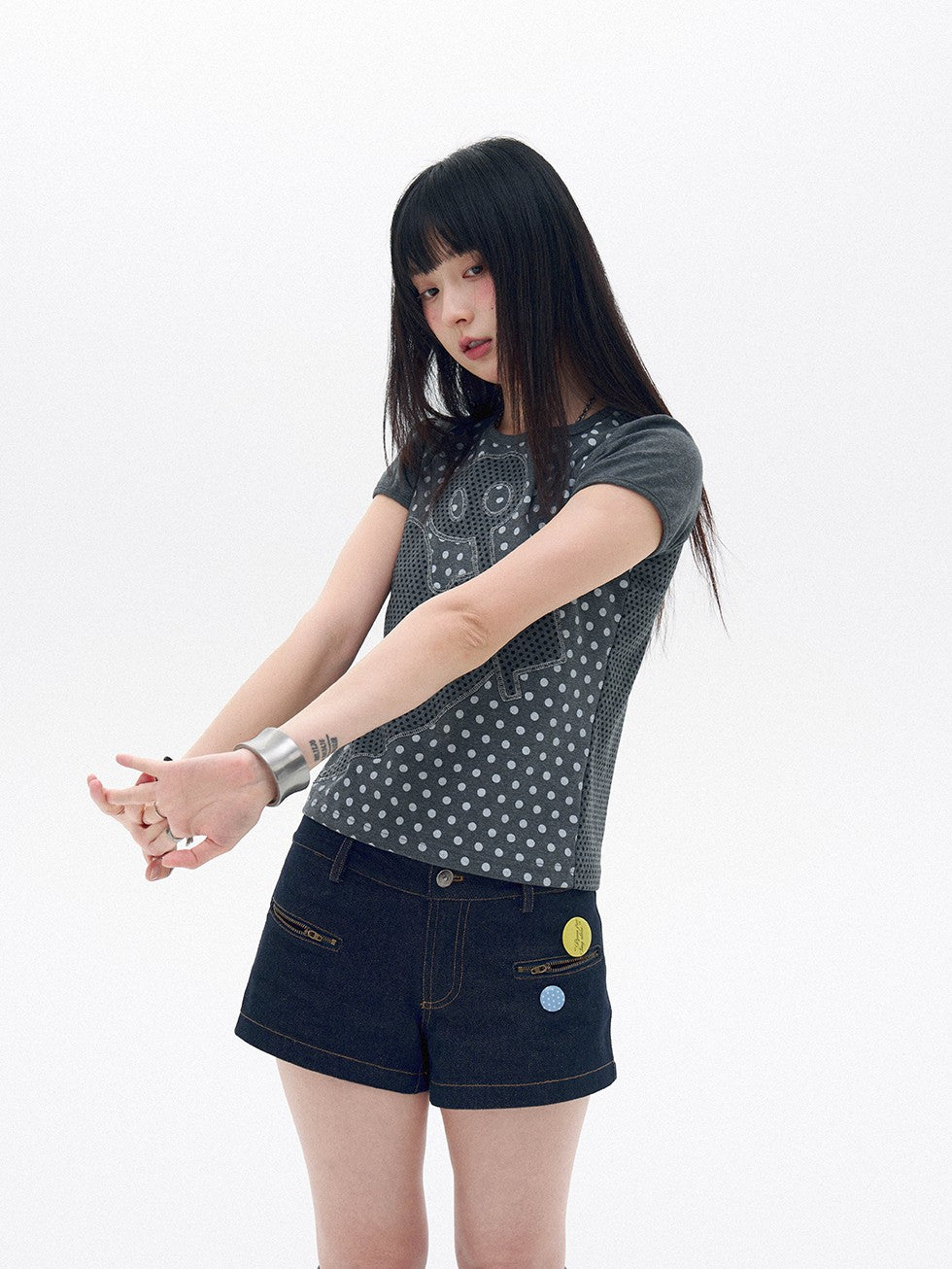 innomoood Raw Indigo Vintage Zipper Ultra Short Low Rise Women&