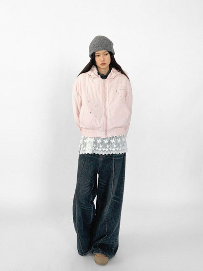 innomoood Reflective Star Print Puffer Jacket