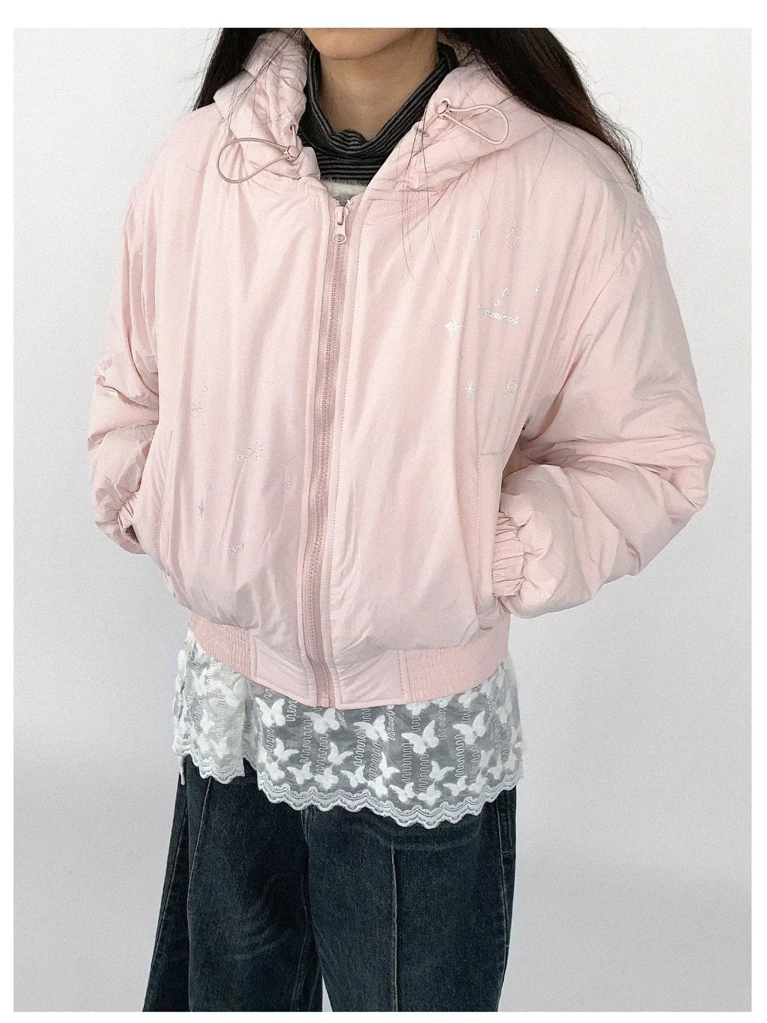 Reflective Star Print Puffer Jacket