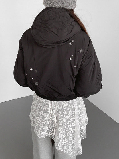 innomoood Reflective Star Print Puffer Jacket