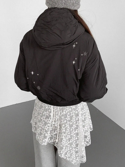 Reflective Star Print Puffer Jacket