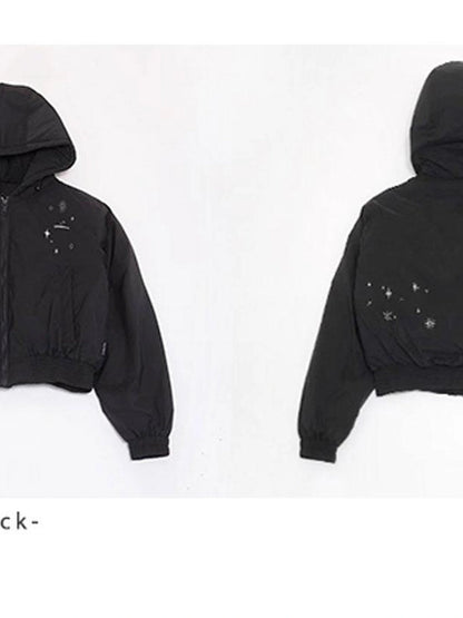 Reflective Star Print Puffer Jacket
