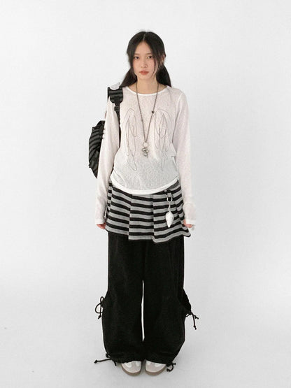 Relaxed Knit Trousers With Elastic Waist