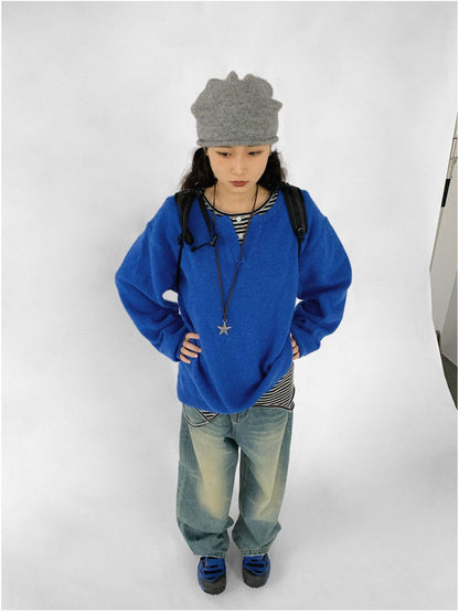 innomoood Relaxed V-Neck Wool Blend Knit Sweater