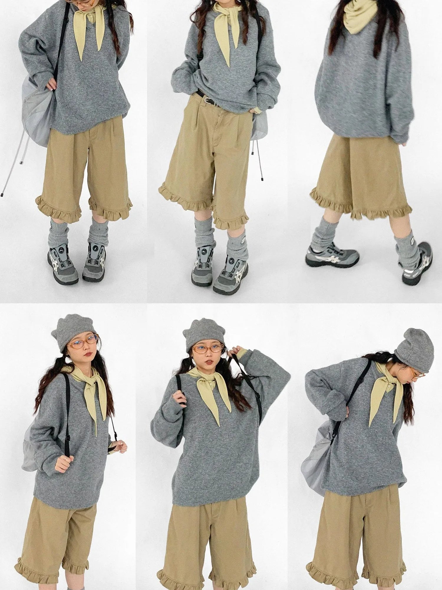 Relaxed V-Neck Wool Blend Knit Sweater