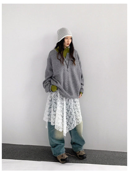 innomoood Relaxed V-Neck Wool Blend Knit Sweater