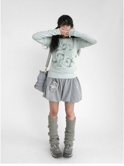 Resonant Note Print Layered Long Sleeve Tee