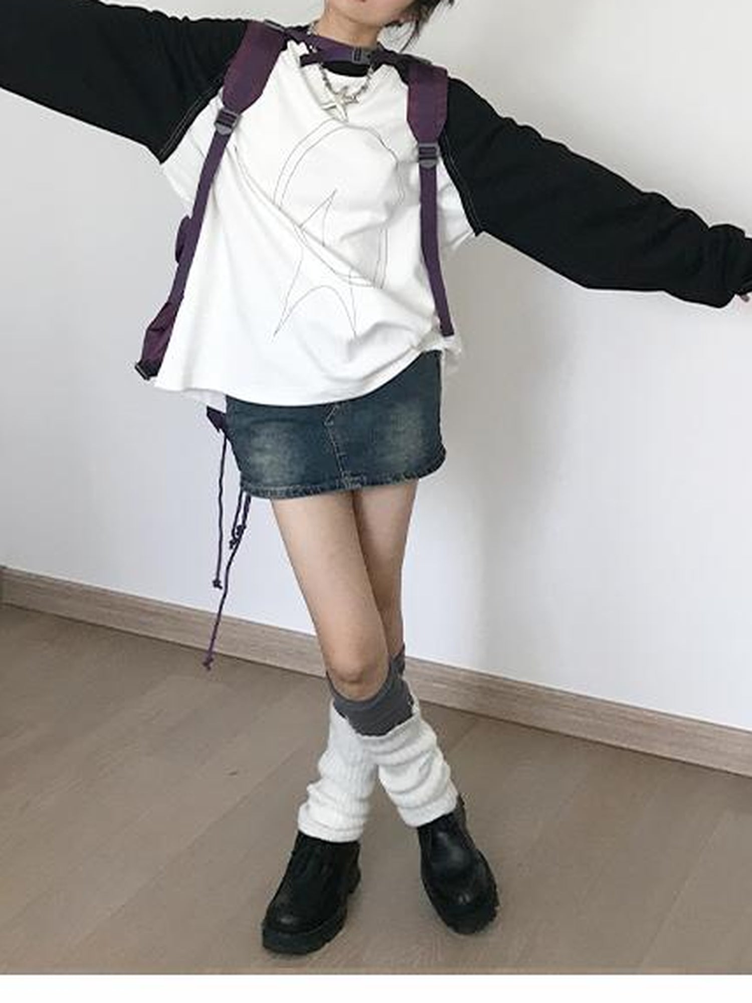 Ribbed Knit Stacked Knee High Socks In Slate Grey