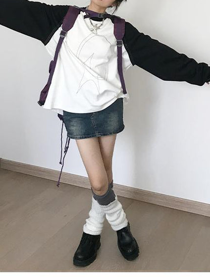 Ribbed Knit Stacked Knee High Socks In Slate Grey