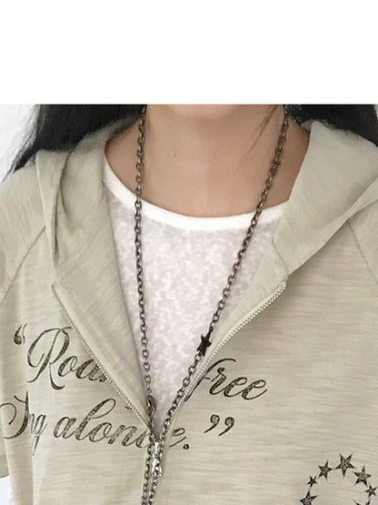 innomoood Roam Free Sing Alone Vintage Washed Hooded Short Sleeve Top
