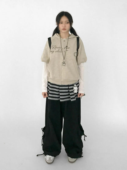 Roam Free Sing Alone Vintage Washed Hooded Short Sleeve Top