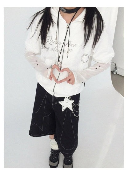 Roam Free Sing Alone Vintage Washed Hooded Short Sleeve Top