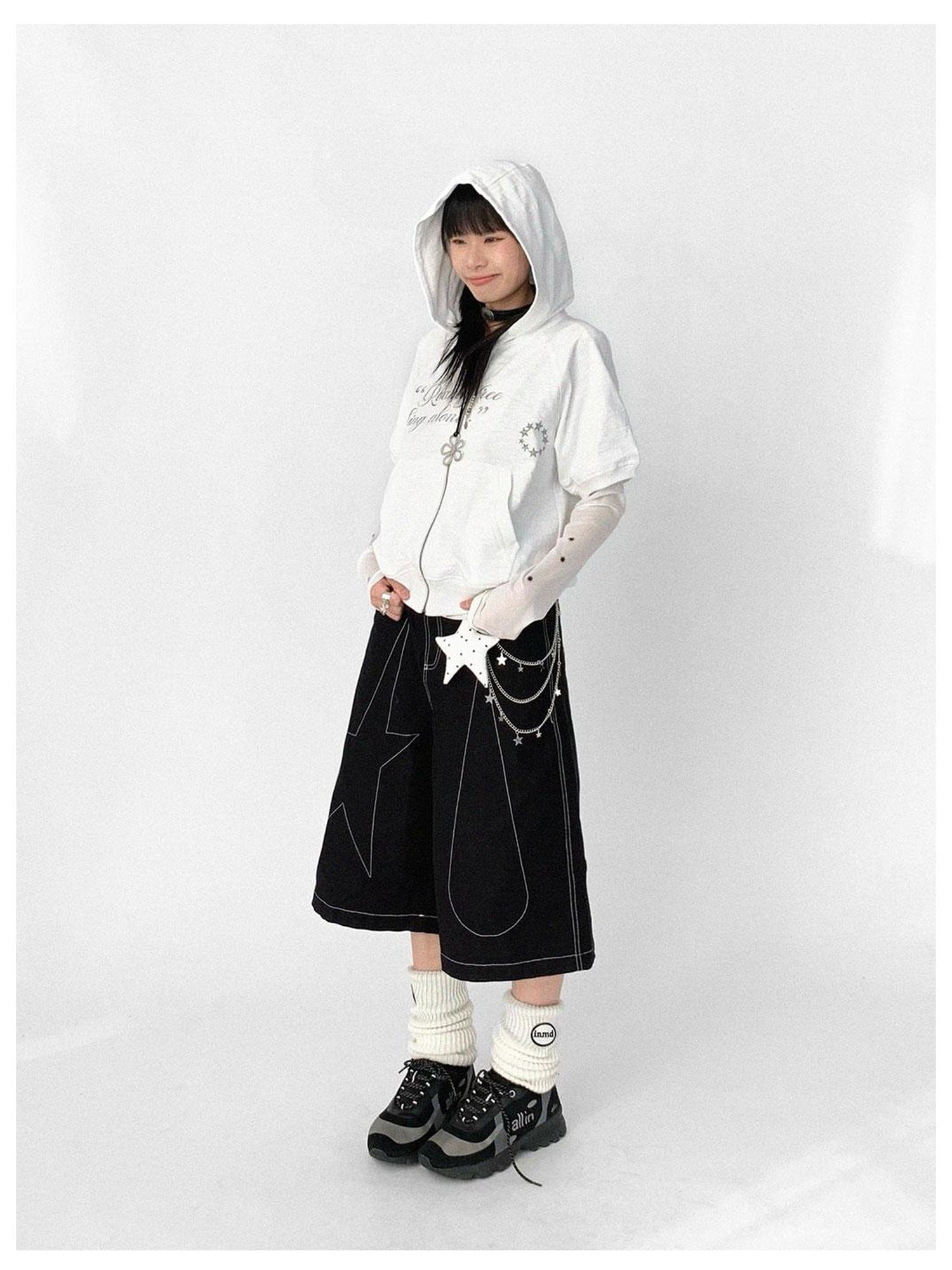 innomoood Roam Free Sing Alone Vintage Washed Hooded Short Sleeve Top