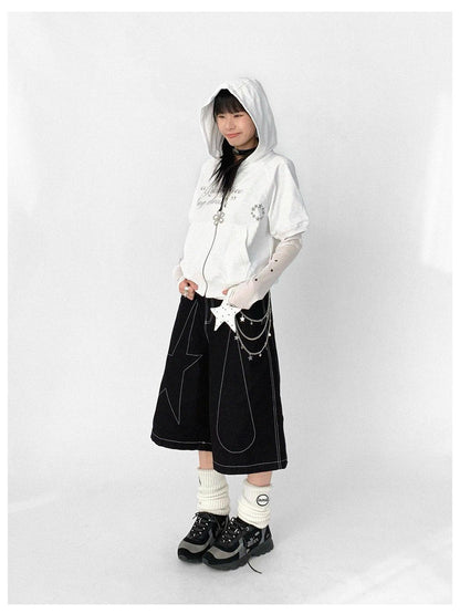 innomoood Roam Free Sing Alone Vintage Washed Hooded Short Sleeve Top