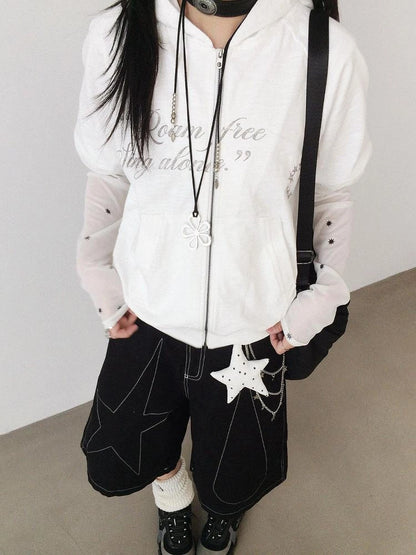 Roam Free Sing Alone Vintage Washed Hooded Short Sleeve Top