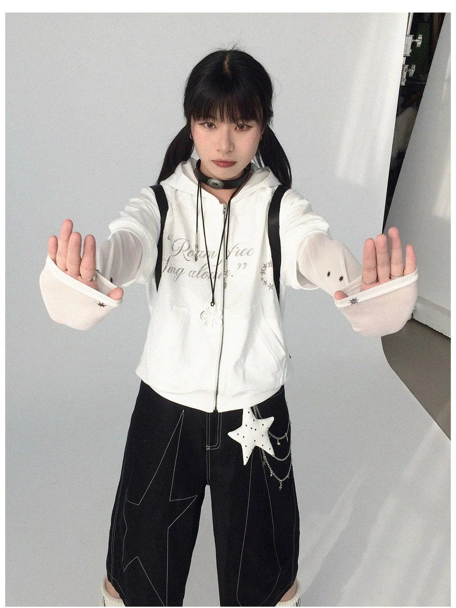 Roam Free Sing Alone Vintage Washed Hooded Short Sleeve Top