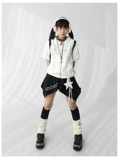 Roam Free Sing Alone Vintage Washed Hooded Short Sleeve Top