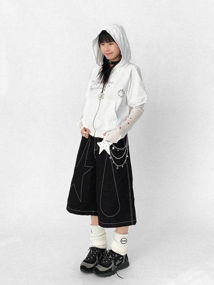 innomoood Roam Free Sing Alone Vintage Washed Hooded Short Sleeve Top