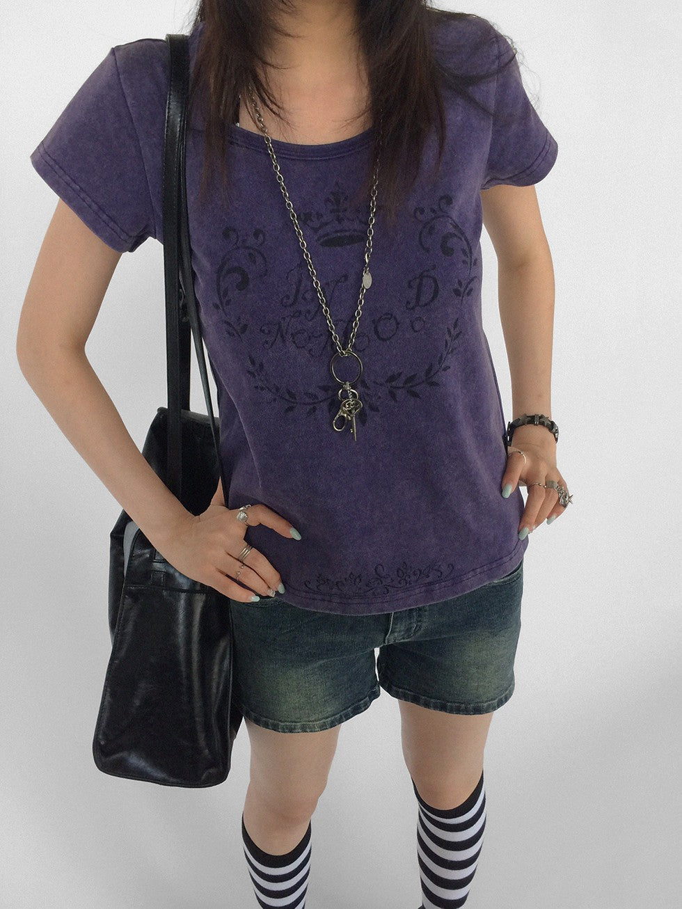 innomoood Rose Print Washed Slim Fit Women&